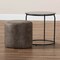 Baxton Studio Kira Black with Grey and Brown 2-Piece Nesting Table and Ottoman Set 160-9917 - alternate 2